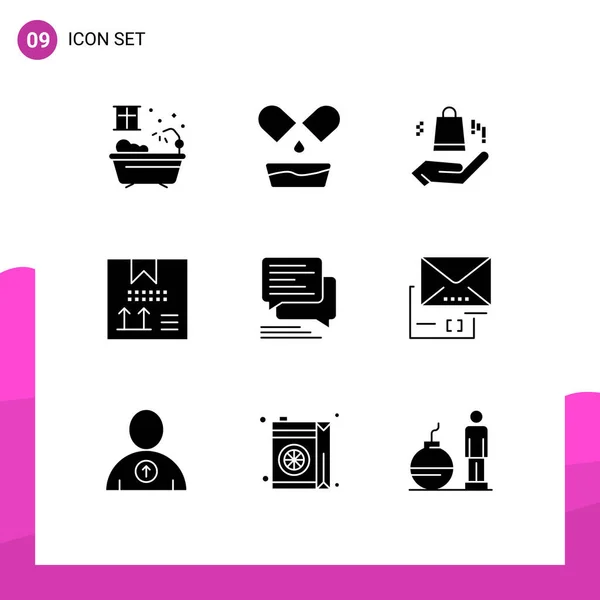 Set Modern Icons Sysymbols Signs Sms Communication Shopping Bag Chat — Vector de stock