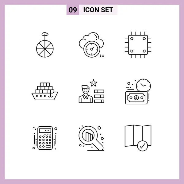 Stock Vector Icon Pack Line Signs Sysymbols Magnifier Find Job — Vector de stock