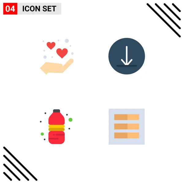 Flat Icon Concept Pour Sites Web Mobile Applications Coeur Boisson — Image vectorielle