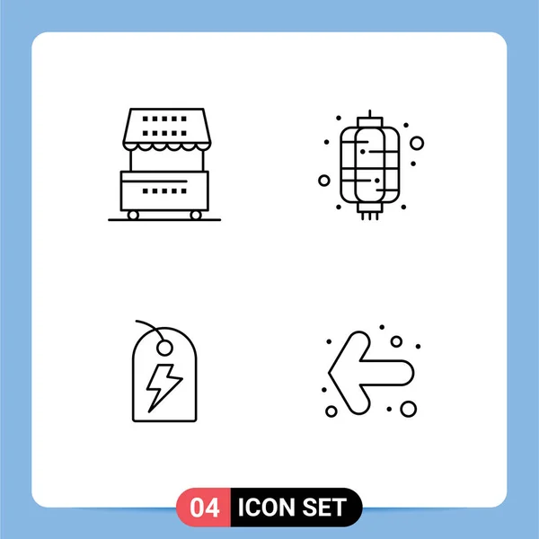 User Interface Line Pack Signes Symboles Modernes Cuisson Tag Kiosque — Image vectorielle
