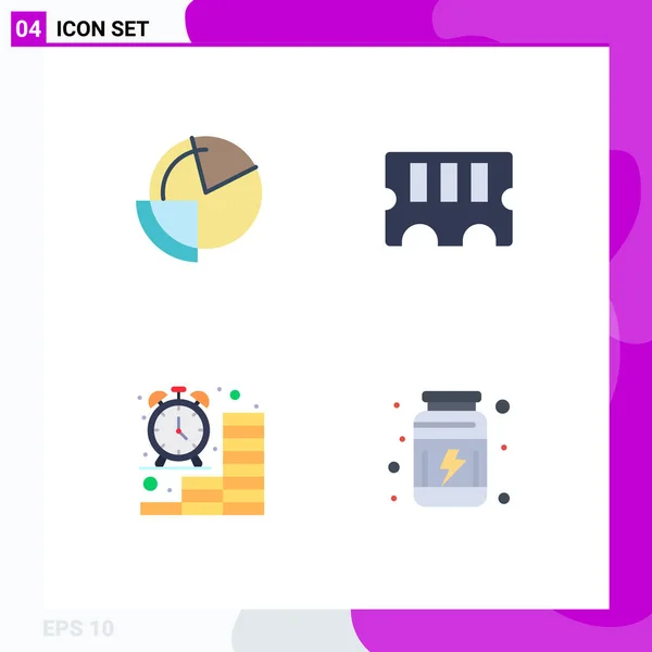 Konsep Flat Icon Untuk Website Analisis Mobile Dan Aplikasi Jam - Stok Vektor