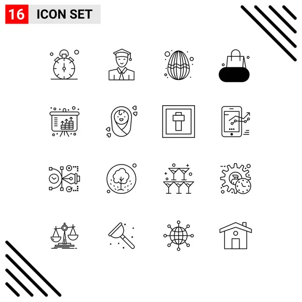 Stock Vector Icon Pack Líneas Símbolos Para Crecimiento Compras Aprendizaje — Archivo Imágenes Vectoriales