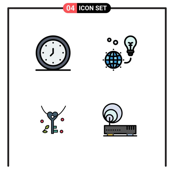 Set Modern Icons Sysymbols Signs Alarm Earth Time Green Love — Vector de stock