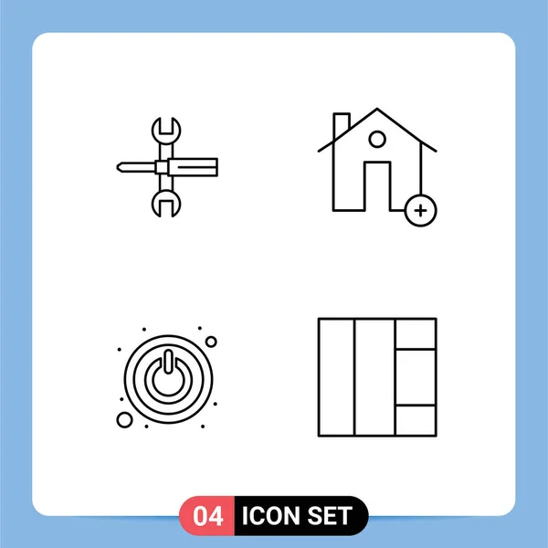 Stock Vector Icon Pack Segni Linea Simboli Impostazioni Casa Chiave — Vettoriale Stock