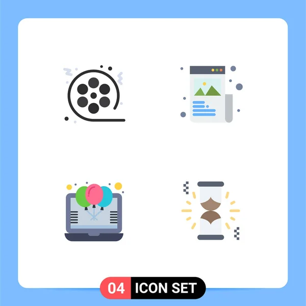 Set Van Vector Flat Icons Grid Voor Film Beeld Video — Stockvector
