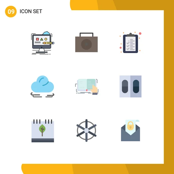 Set Modern Icons Sysymbols Signs Reading Study Clipboard Lesson Crescent — Archivo Imágenes Vectoriales