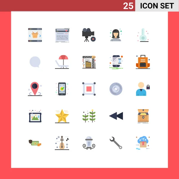 Set Modern Icons Symbols Signs Student Female Studio Video Media — Stock Vector