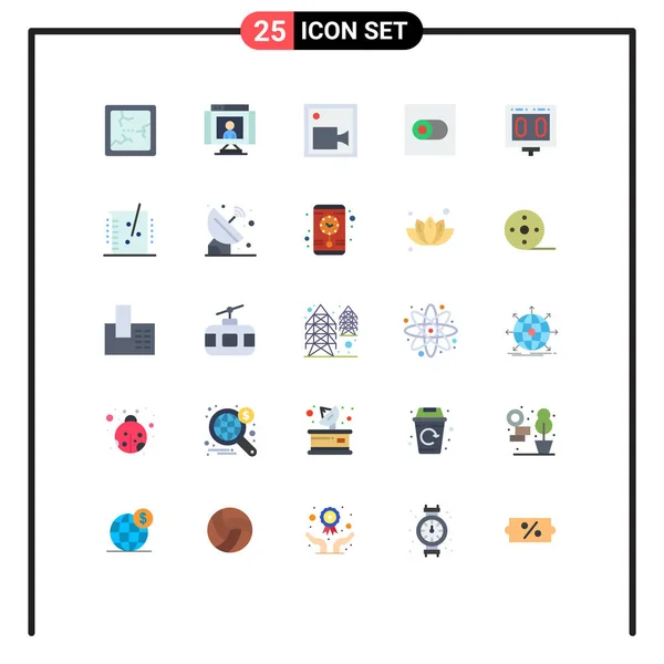 25个现代平面彩色标志和符号的包装 用于网页印刷媒体 如评分 控制编辑向量设计元素 — 图库矢量图片