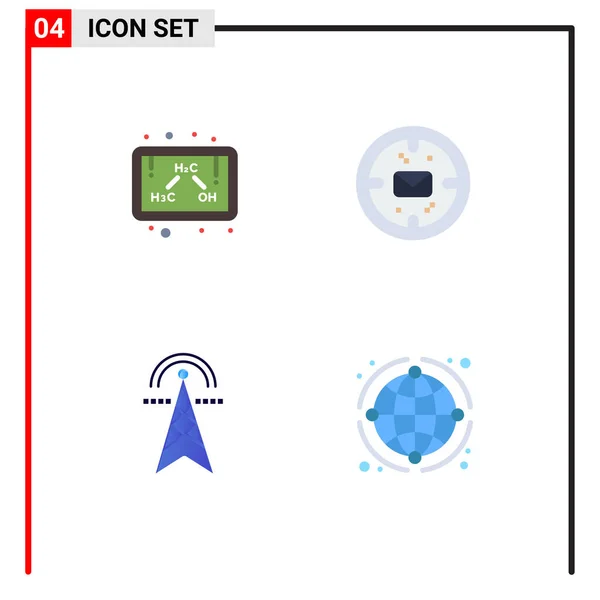 Zestaw Wektorowych Płaskich Ikon Siatce Chemii Elektryczności Badań Wiadomości Elementów — Wektor stockowy
