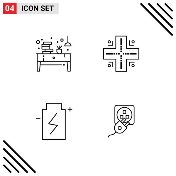 Icône Vectorielle Paquet Signes Symboles Ligne Pour Livre Éco Bureau — Image vectorielle