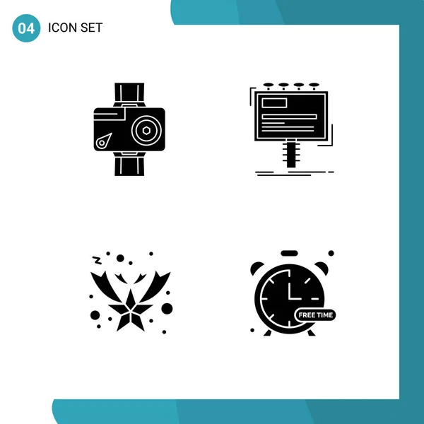 Stock Vector Icon Pack Line Signs Symbols Camera Promo Video — Stock Vector