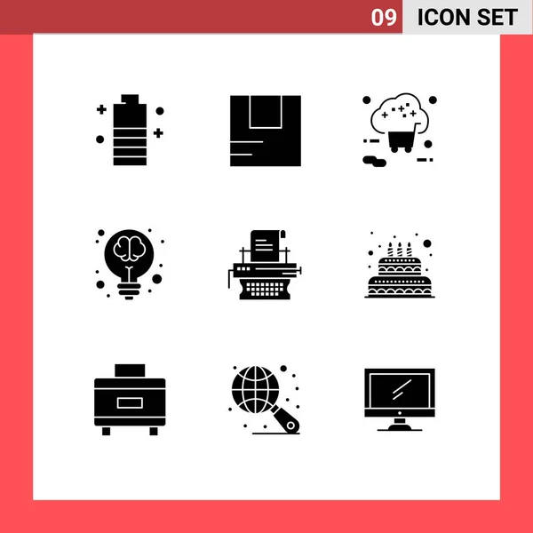 Vector Solid Glyphs Grid 설정하여 Editable Vector Design Elements — 스톡 벡터