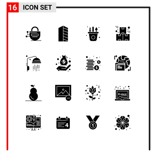 Set Modern Icons Sysymbols Signs Production Industry Real Estate Industrial — Vector de stock