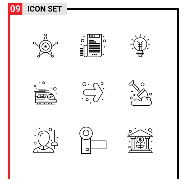 Vector Stock Icon Pack Líneas Señales Símbolos Para Flechas Tren — Archivo Imágenes Vectoriales