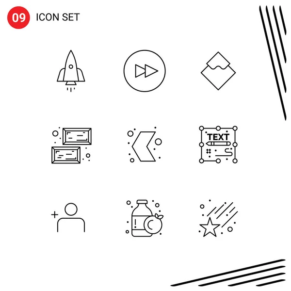 Set Modern Icons Sysymbols Signs Arrow Value Waves Ingot Currency — Vector de stock