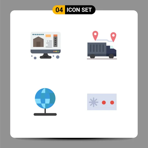 Modern Set Flat Icons Symbols Computer Navigation Delivery Trust World — Stock Vector