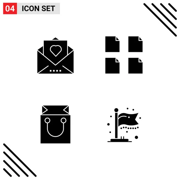 Interface Usuário Solid Glyph Pack Modern Signs Symbols Heart Cart — Vetor de Stock