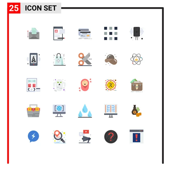 Conjunto Icones Modernos Símbolos Sinais Para Registro Miniaturas Relatório Grade — Vetor de Stock