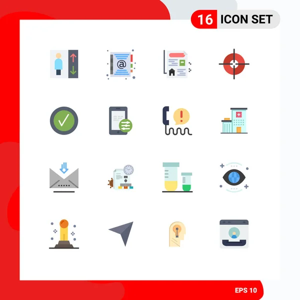 Modern Set Flat Colors Pictograph Security Gdpr Real Tick Checked — Archivo Imágenes Vectoriales