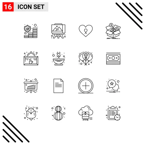 Icône Vectorielle Stock Paquet Signes Symboles Ligne Pour Café Croissance — Image vectorielle