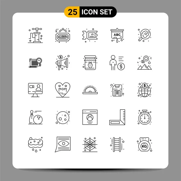 Set Modern Icons Symbols Signs File Egg Park Pan Camping — Stock Vector