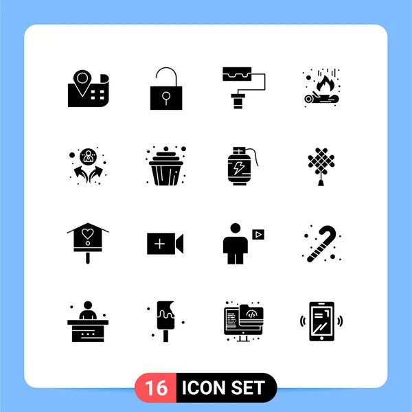 Universal Icon Symbols Group Modern Solid Glyphs Muffin Torta Tábortűz — Stock Vector