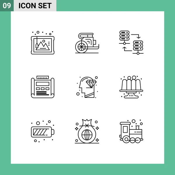 Stock Vector Icon Pack Лінійних Знаків Символів Компонування Розробки Греції — стоковий вектор