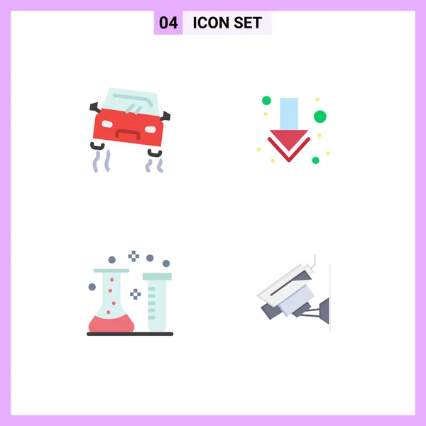 Mobile Interface Flat Icon Set Mit Piktogrammen Von Unfall Chemische — Stockvektor