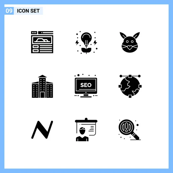 Konsep Glyph Solid Untuk Website Monitor Mobile Apps Seo Love - Stok Vektor