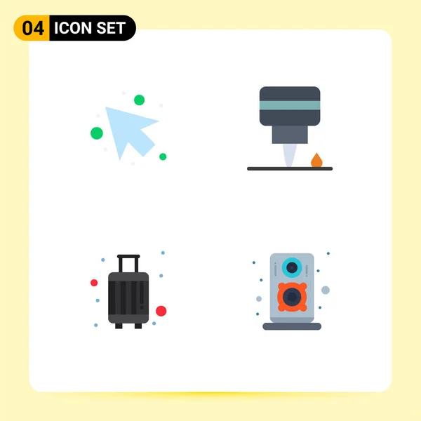 Universal Flat Icon Signs Symbols Arrow Suitcase Engine Baggage Audio — Stock Vector