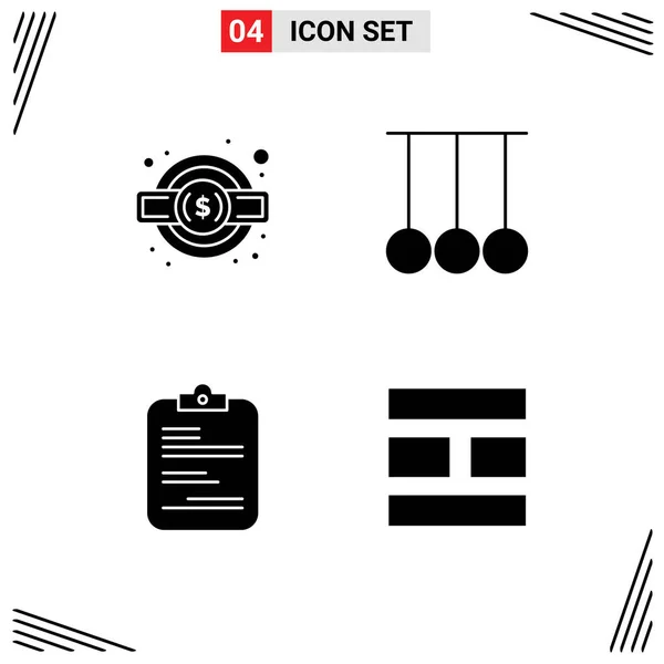 Pack Creative Solid Glyphs Gear Medical Service Legal Rings Checklist — Stock Vector