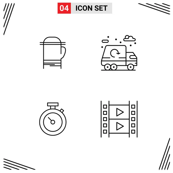 Stock Vector Icon Pack Mit Linienzeichen Und Symbolen Für Handschuh — Stockvektor