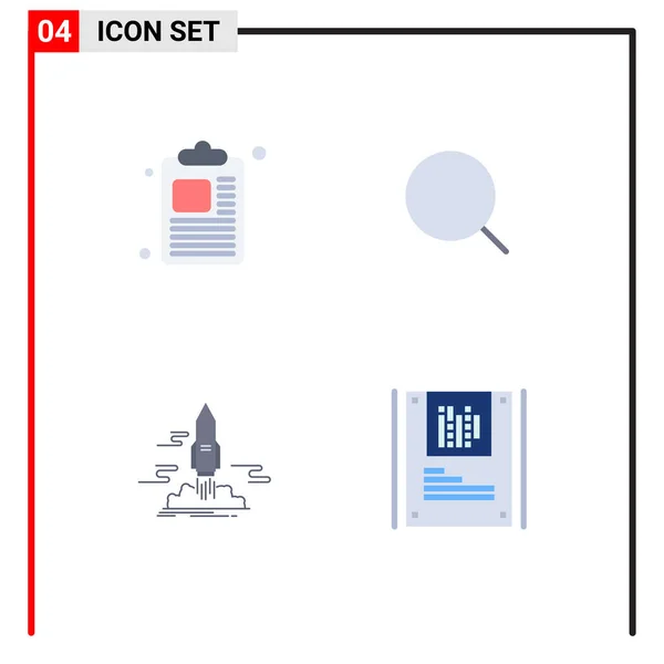 Editierbare Vektorzeilenpakete Mit Einfachen Flachen Icons Für Unternehmen App Suche — Stockvektor