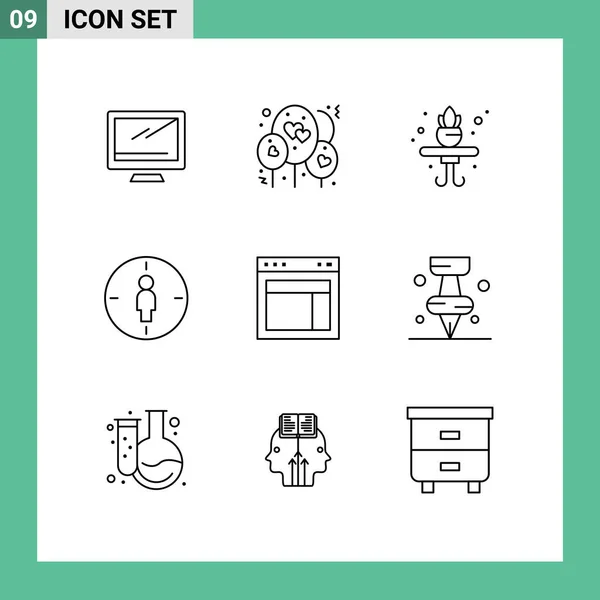 Set Modern Ikonok Szimbólumok Jelek Hely Design Otthon Cél Férfi — Stock Vector