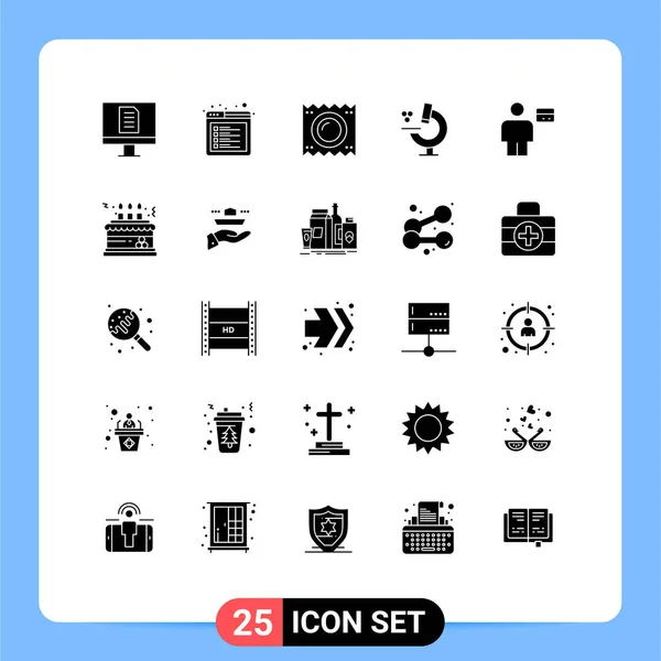 Modern Set Solid Glyphs Symbols Card Avatar Health Science Education — Stock Vector