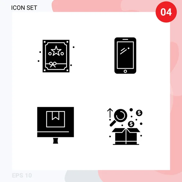 Mobile Interface Solid Gyph Set Pictograms Gift Commerce Phone Huawei — Archivo Imágenes Vectoriales