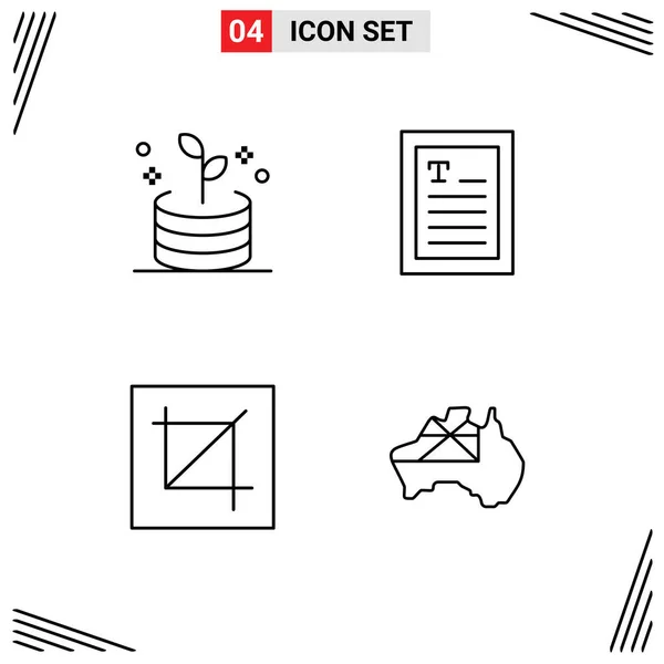 Set Modern Icons Sysymbols Signs Business Layout Ebook Crop Australia — Vector de stock