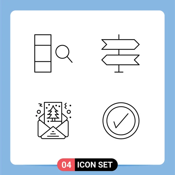4ユーザーインターフェイスライン列 カード インターフェイスの現代的な記号とシンボルのパック編集可能なベクトルデザイン要素 — ストックベクタ