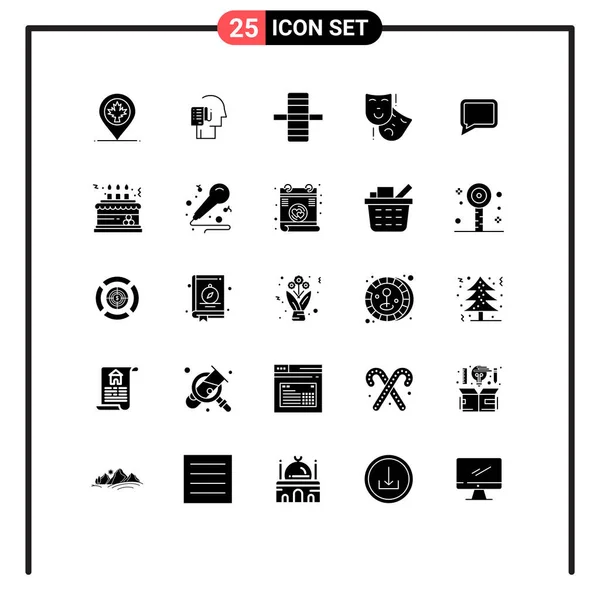 Set Commercial Solid Glyphs Pack Comment Theater Tasks Person Acting — Vector de stock