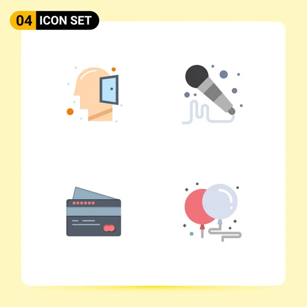Universal Flat Icons Set Web Mobile Applications Head Payment Thinking — Vector de stock