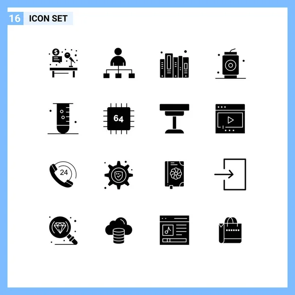 Set Modern Icons Symbols Signs Biology Drinks Share Can Files — Stock Vector