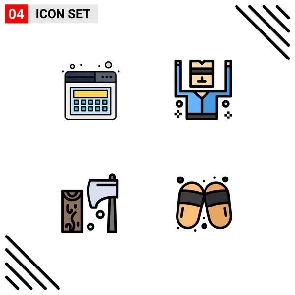 Pictogram Set Van Simple Filledline Flat Kleuren Van Landing Snijden — Stockvector