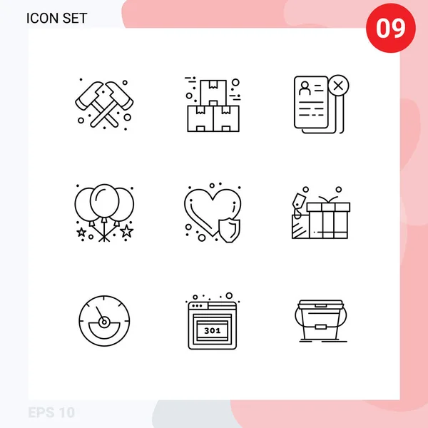 User Interface Outline Pack Modern Signs Symbols Heart Care Party — Stock Vector