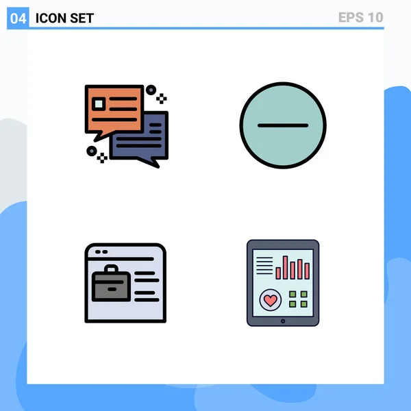 Set Modern Icons Sysymbols Signs Chat Online Portfolio Circle Bag — Vector de stock