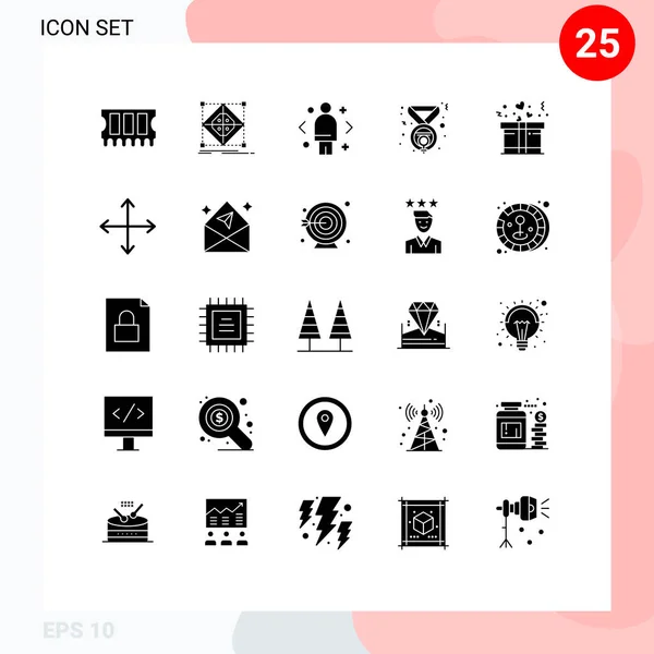 Interface Usuário Solid Glyph Pack Modern Signs Symbols Gift Winner — Vetor de Stock