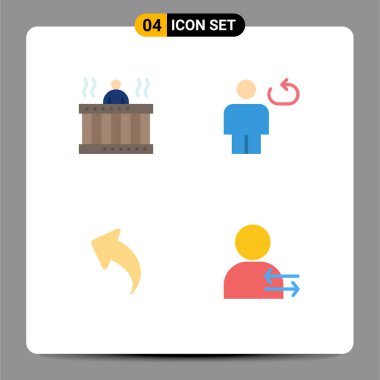 Sıcak, tekrar, spa, gövde, sol Düzenlenebilir Vektör Tasarım Elemanlarının 4 Modern Düz Simge Grubu