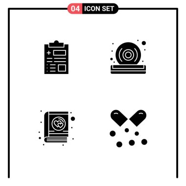 Rapor, aşk, sağlık, kalite, sevgililer günü için düzenlenebilir vektör tasarım elementleri için 4 Vektör Katı Kabartması