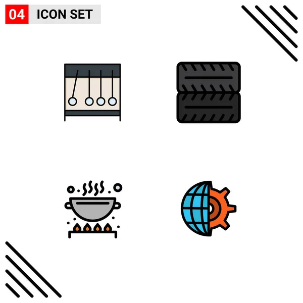 Pictogram Set Van Eenvoudige Filledline Platte Kleuren Van Perpecul Pan — Stockvector