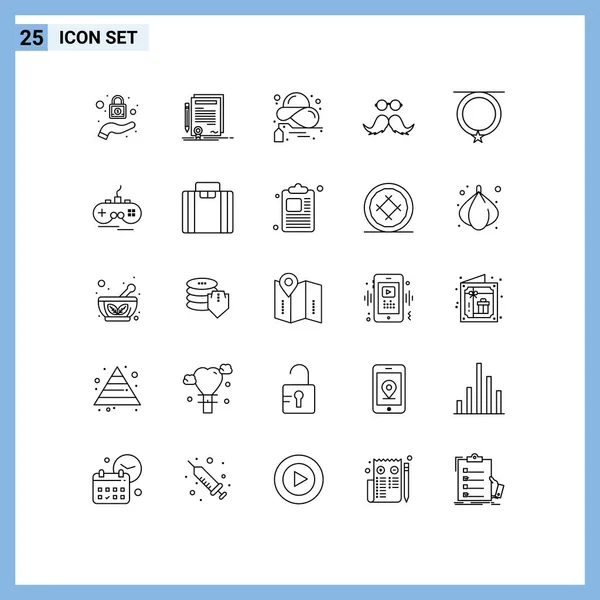 Universal Icon Symbols Group Linhas Modernas Homens Móveis Comprar Hipster — Vetor de Stock