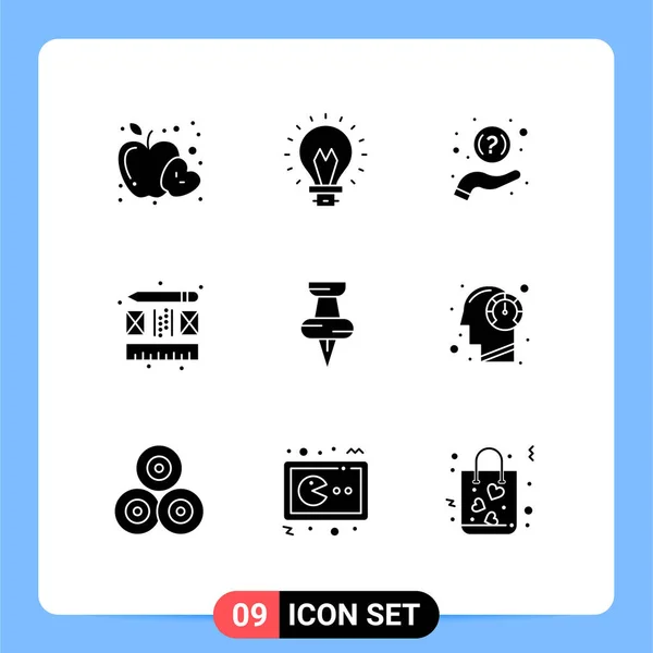 Universal Solid Glyphs Set Web Mobile Applications Marker Educação Fax — Vetor de Stock